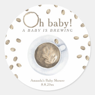 Sticker Rond Café Un bébé brasse du Baby shower