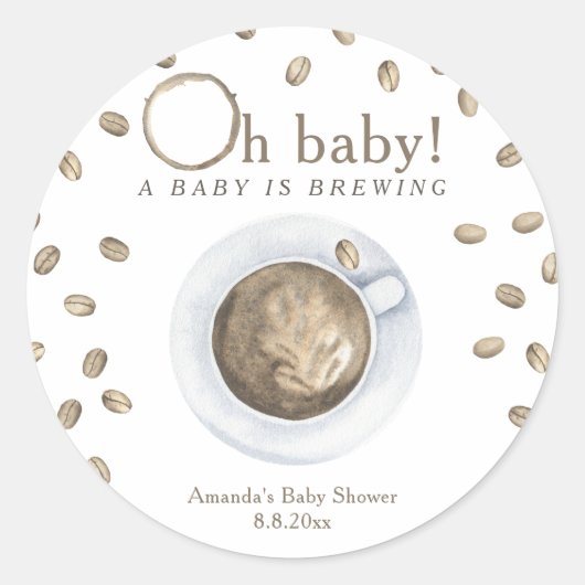 Sticker Rond Café Un bébé brasse du Baby shower (Devant)