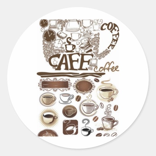 Sticker Rond café vectoriel brun (Devant)