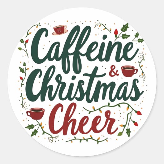Sticker Rond Caféine et Noël Cheer Café Amateurs (Devant)