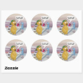 Sticker Rond Cafetaria drôle pour oiseaux (Feuille)