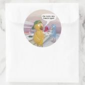 Sticker Rond Cafetaria drôle pour oiseaux (Sac)