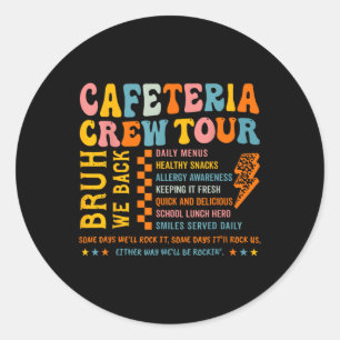 Sticker Rond Cafétéria vintage Crew School Déjeuner Lady Cafété