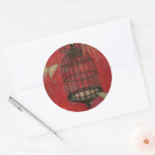 Sticker Rond Cage d'oiseaux décorative avec papillons (Enveloppe)