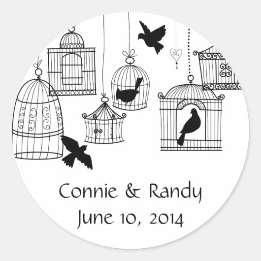 Sticker Rond Cages d'oiseaux du pays noir (Devant)