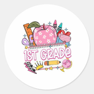 Sticker Rond Cahier Apple Retour à l'école pour Enseignant de 1