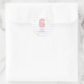 Sticker Rond Cahier Varsity preppy pastel patch 6e anniversaire (Sac)