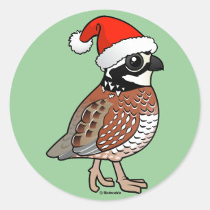 Sticker Rond Caille de Père Noël