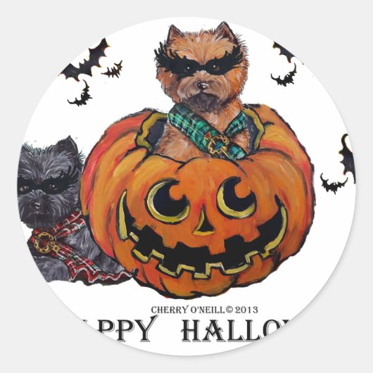 Sticker Rond Cairn Terrier Halloween (Devant)