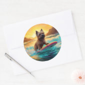 Sticker Rond Cairn Terrier Plage Surf Peinture (Enveloppe)