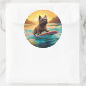 Sticker Rond Cairn Terrier Plage Surf Peinture (Sac)
