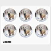 Sticker Rond Cairn Terrier Qu'Il Neige Noël (Feuille)