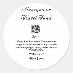 Sticker Rond Caisse de lune de miel scannez le code QR ajouter