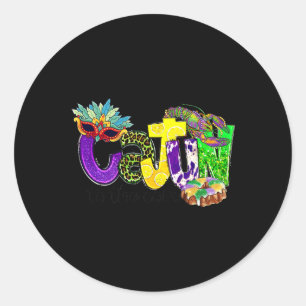 Sticker Rond Cajun Au Coeur Mardi Mardi Gras Louisiane Carni