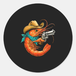 Sticker Rond Cajun fruits de mer drôles de crevettes 