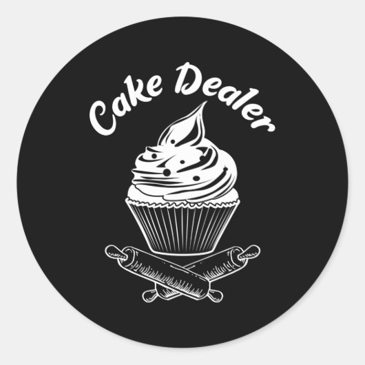 Sticker Rond Cake Dealer Cupcake Baker Baking Love Cuisine (Devant)