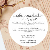 Sticker Rond Cake Ingredients Minimalist Bakery Packaging