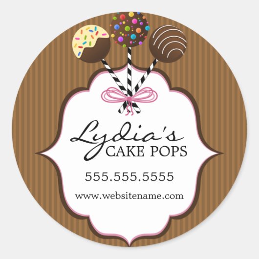 Sticker Rond Cake Pops Boulangerie Boîte Sceau (Devant)