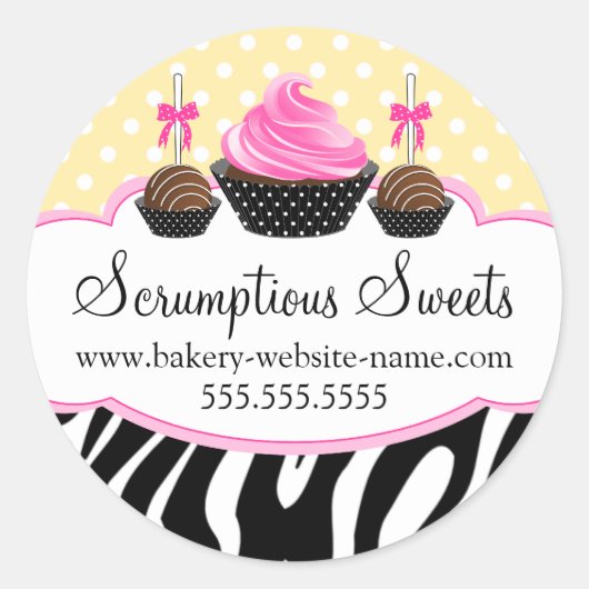 Sticker Rond Cake Pops Cupcake Boulangerie Coffret Cachets (Devant)