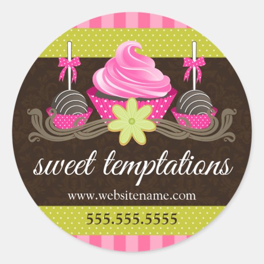 Sticker Rond Cake Pops Cupcake Cookie Boulangerie Boîte Seaux (Devant)