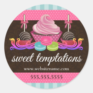 Sticker Rond Cake Pops Cupcake Macaron Boulangerie Cachets