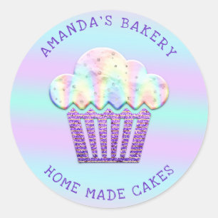 Sticker Rond Cakes Sweet Cupcake Accueil Vegan Bakery Bleu pour