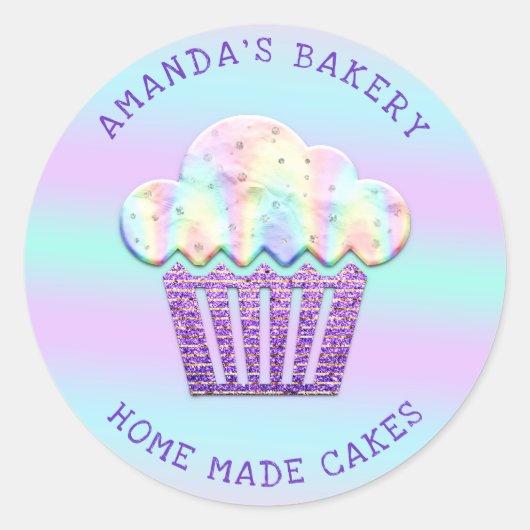 Sticker Rond Cakes Sweet Cupcake Accueil Vegan Bakery Bleu pour (Devant)