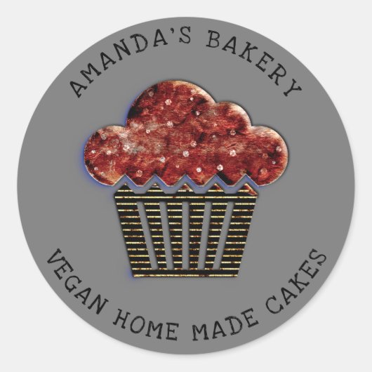 Sticker Rond Cakes Sweet Cupcake Accueil Vegan Bakery Muffin (Devant)