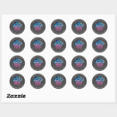 Sticker Rond Cakes Sweet Cupcake Home Vegan Bakery Purple Grey (Feuille)