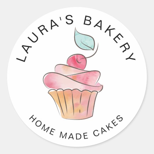 Sticker Rond Cakes Sweets Cupcake Accueil Boulangerie Girly Aqu (Devant)