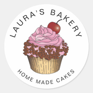 Sticker Rond Cakes Sweets Cupcake Accueil Boulangerie Girly Aqu