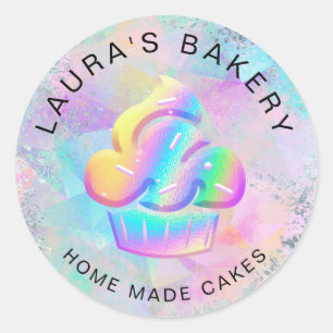 Sticker Rond Cakes & Sweets Cupcake Accueil Boulangerie Hologra