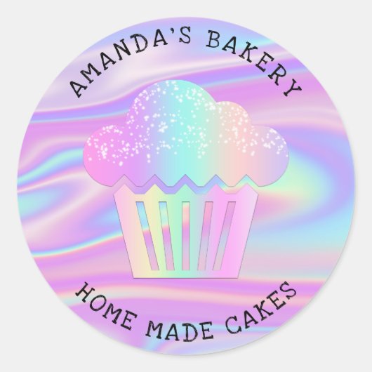 Sticker Rond Cakes Sweets Cupcake Accueil Boulangerie Holograph (Devant)