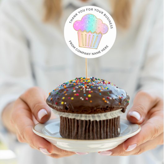Sticker Rond Cakes Sweets Cupcake Accueil Boulangerie Logo Holo