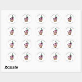 Sticker Rond Cakes & Sweets Cupcake Accueil Boulangerie mignonn (Feuille)