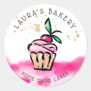 Sticker Rond Cakes & Sweets Cupcake Accueil Boulangerie mignonn