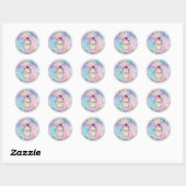 Sticker Rond Cakes & Sweets Cupcake Accueil Boulangerie Rose Go (Feuille)