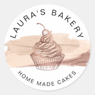 Sticker Rond Cakes & Sweets Cupcake Accueil Boulangerie Rose Go
