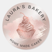 Sticker Rond Cakes & Sweets Cupcake Accueil Boulangerie Rose Or (Devant)