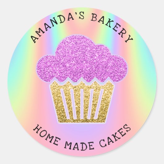 Sticker Rond Cakes Sweets Cupcake Accueil Vegan Bakery Holograp (Devant)