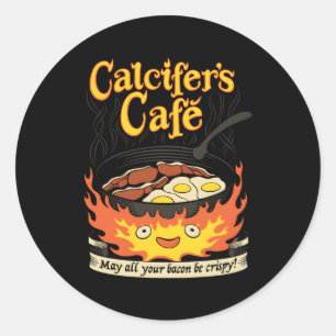 Sticker Rond Calcifer'S Cafe Peut Tous Vos Oeufs De Bacon Être