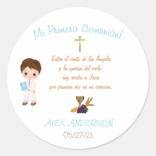 Sticker Rond Calcomanía mi primera comunion (Devant)