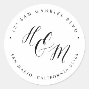 Sticker Rond Calcul du monogramme de l'esperluette Noir + Blanc