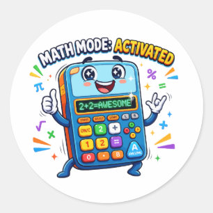 Sticker Rond Calculatrice Mignonne Mode Math Activée École