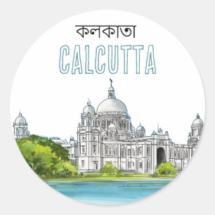 Sticker Rond Calcutta "Mémorial Victoria" Kolkata Bengali