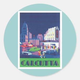 Sticker Rond Calcutta vintage Kolkata Inde