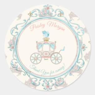 Sticker Rond Calèche Royale de Conte de Fées Couronne de Prince