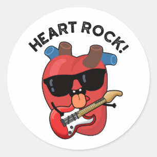 Sticker Rond Calembour de musique Rock Funny Heart