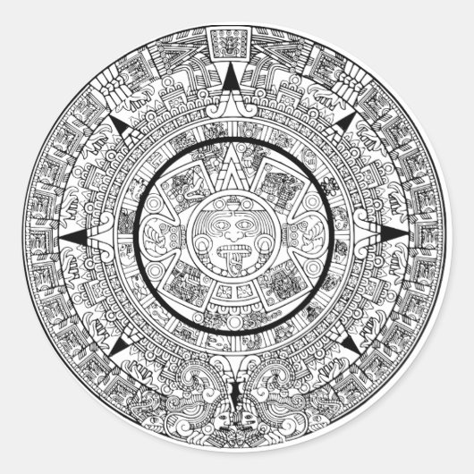 Sticker Rond Calendrier du disque solaire Aztec (Devant)