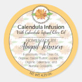 Sticker Rond Calendula Fleur sauvage Artisanat artisanal Étique (Devant)